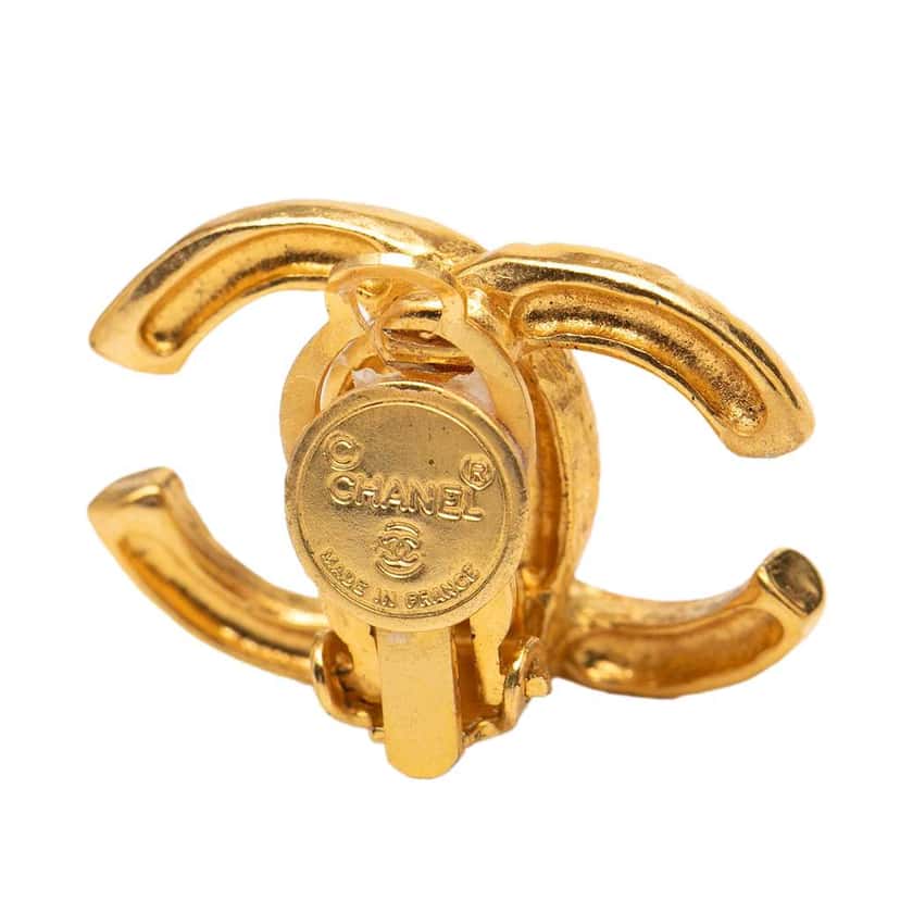 Chanel Gold Plated CC Clip On Earrings Gold Metal Very good condition - Inside View