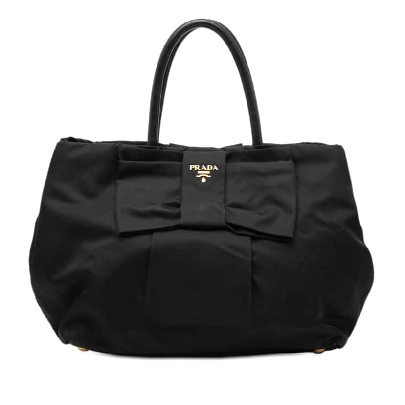 Prada Tessuto Fiocco Bow Tote Black Very good condition - Front View