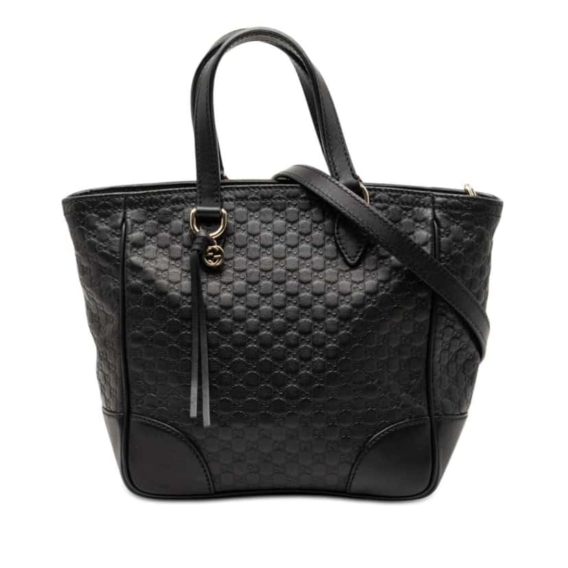 Gucci Small Microguccissima Bree Satchel Black Leather Very good condition - Front View