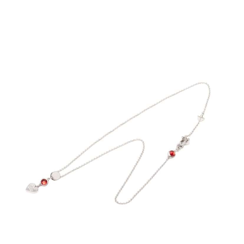 Gucci Sterling Silver Heart Crystal Drop Pendant Necklace Silver Silver Very good condition - Front View