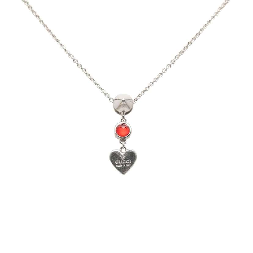 Gucci Sterling Silver Heart Crystal Drop Pendant Necklace Silver Silver Very good condition - Inside View