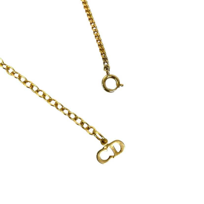 Dior Gold Plated Logo Pendant Necklace Gold Metal Very good condition - Box View