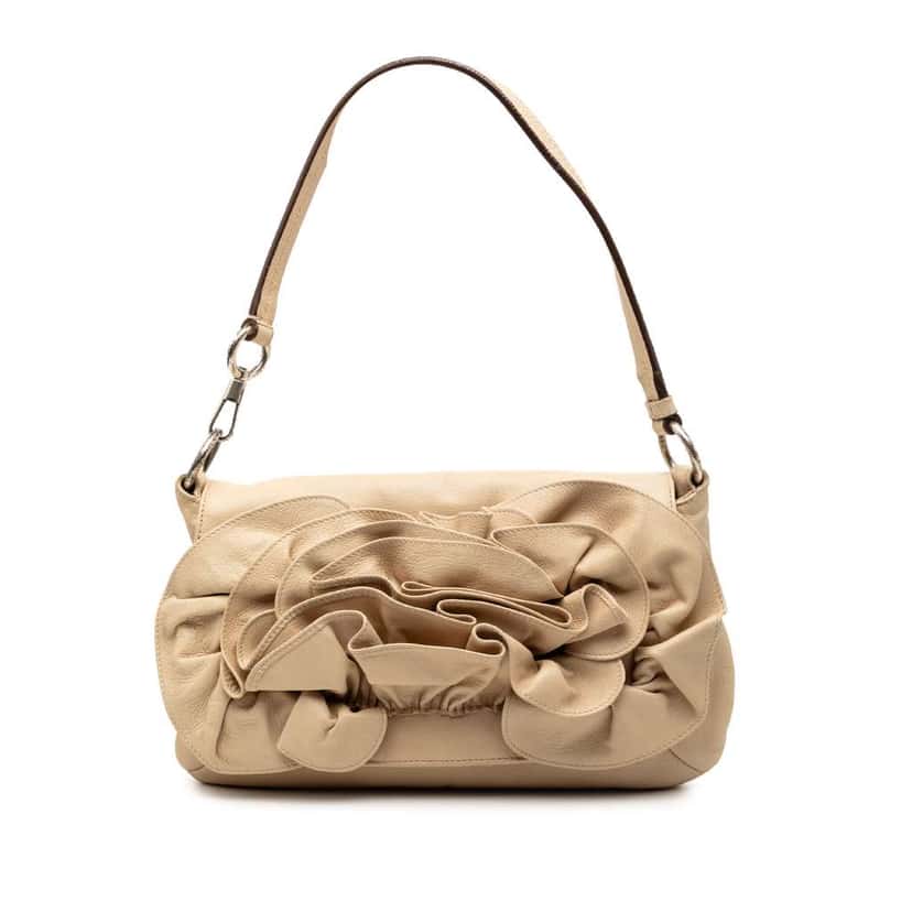 Saint Laurent Leather Nadja Rose Flap Bag Brown Leather Good condition - Front View