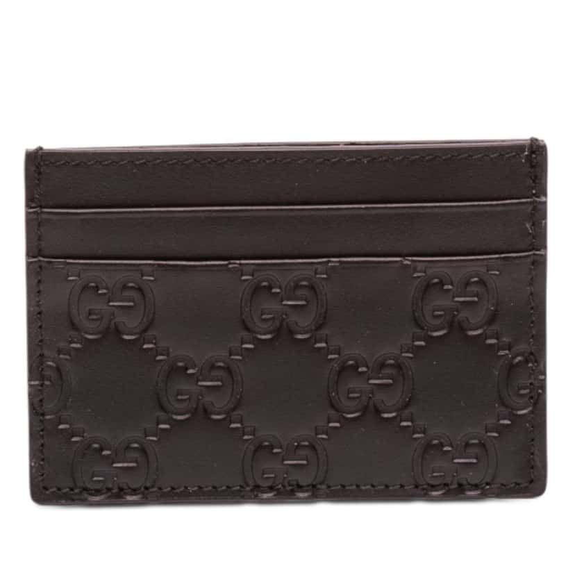 Gucci Guccissima Card Holder Black Leather Good condition - Front View