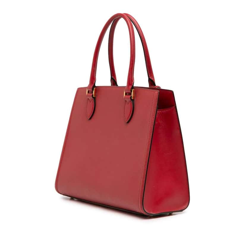 Prada Soft Calf Trimmed Saffiano Lux Satchel Red Leather Good condition - Back View