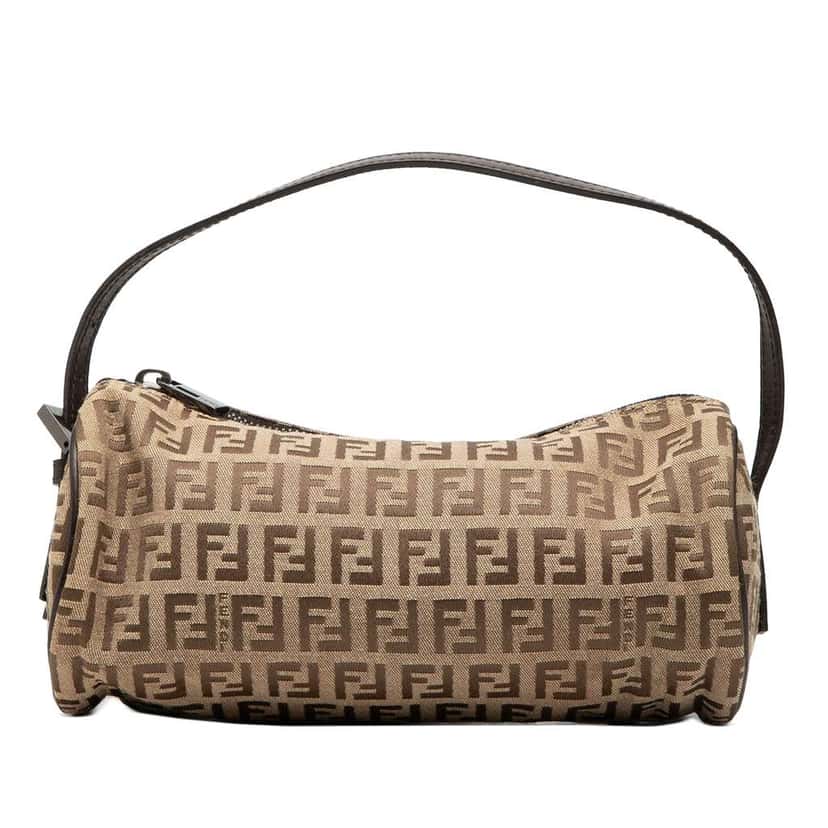 Fendi Zucchino Canvas Barrel Pochette Brown Canvas Good condition - Front View