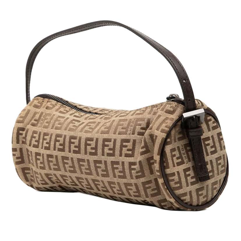 Fendi Zucchino Canvas Barrel Pochette Brown Canvas Good condition - Back View