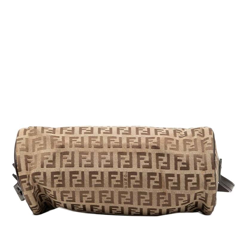 Fendi Zucchino Canvas Barrel Pochette Brown Canvas Good condition - Inside View