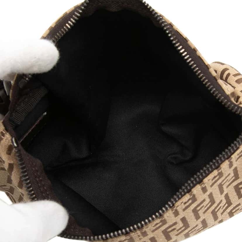 Fendi Zucchino Canvas Barrel Pochette Brown Canvas Good condition - Model View