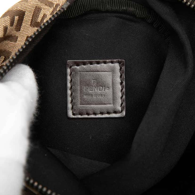 Fendi Zucchino Canvas Barrel Pochette Brown Canvas Good condition - Box View