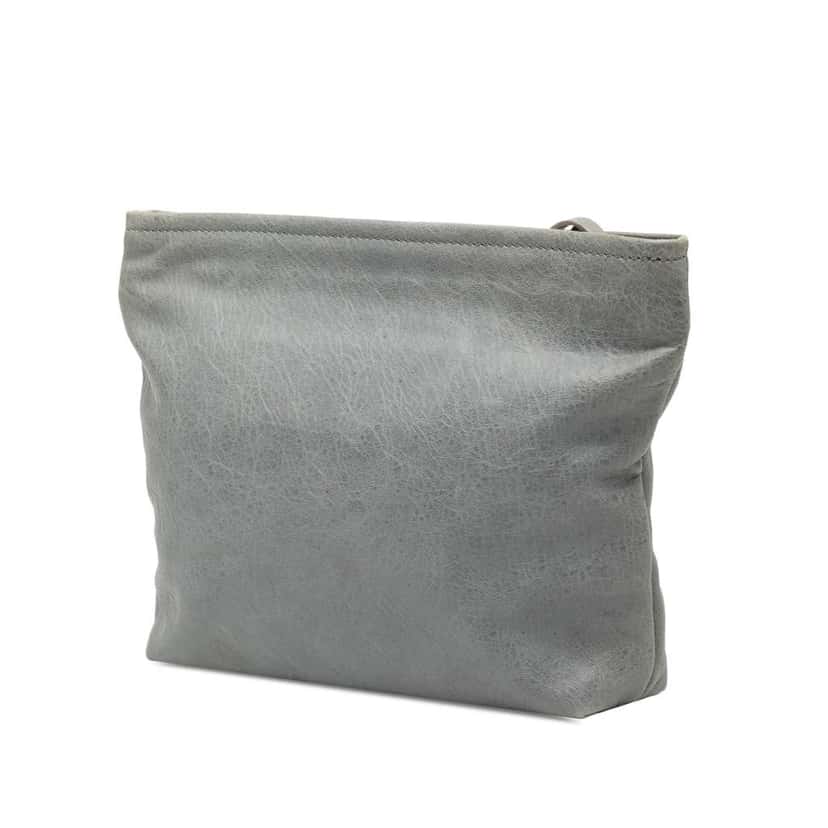 Balenciaga Lambskin Motocross Classic Clutch Grey Leather Good condition - Back View