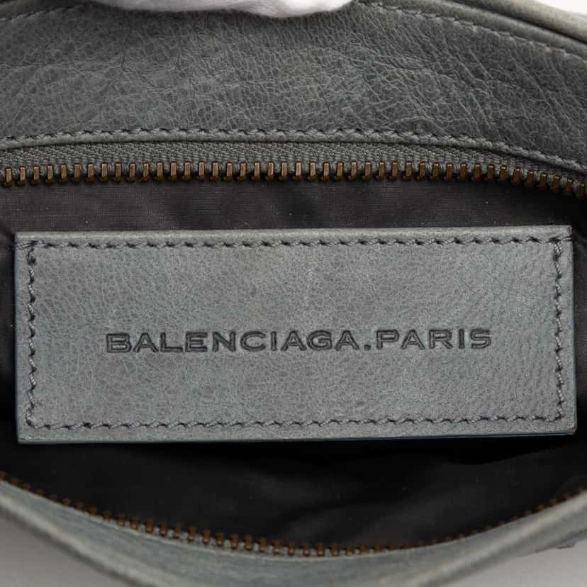 Balenciaga Lambskin Motocross Classic Clutch Grey Leather Good condition - Box View