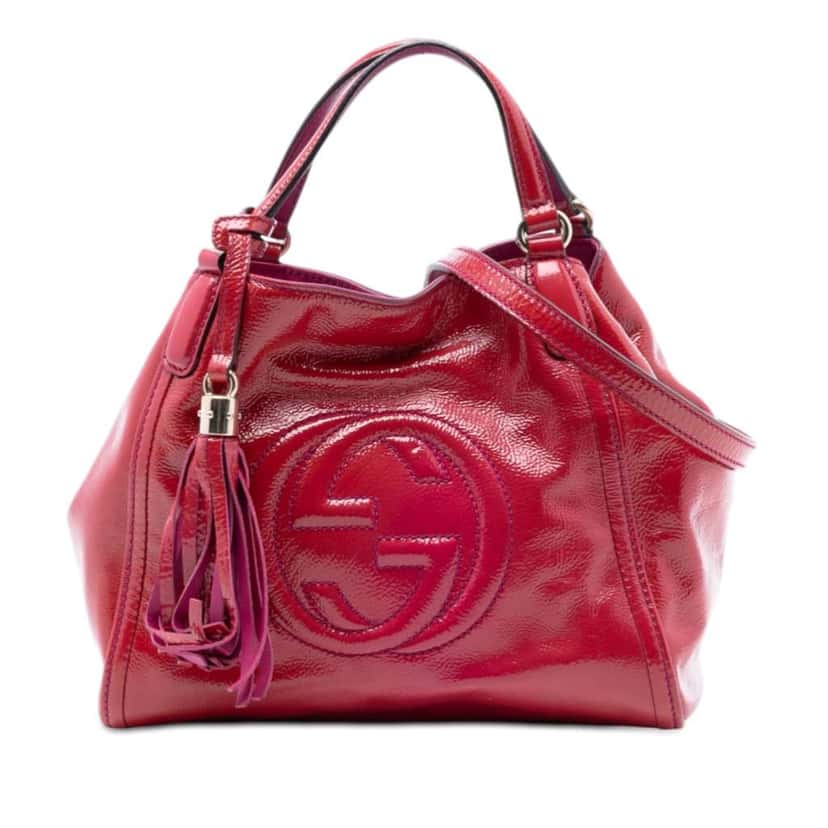 Gucci Small Patent Soho Satchel Red Leather Good condition - Front View