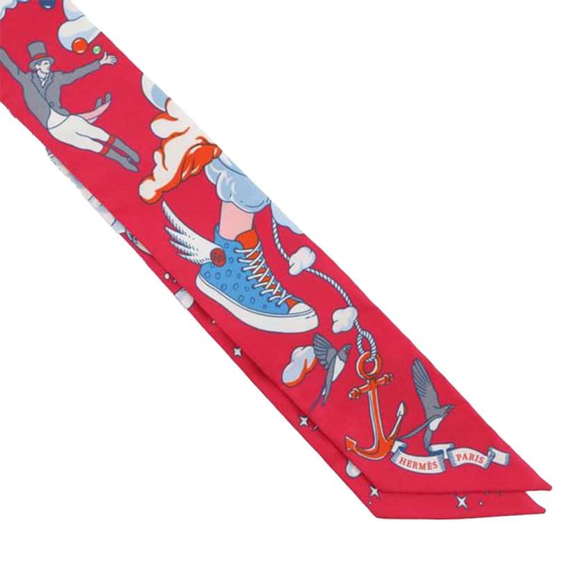 Hermès Sur Mon Nuage Silk Twilly Scarf Pink Silk Very good condition - Inside View