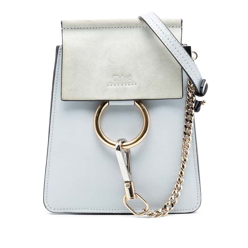 Chloé Mini Calfskin and Suede Faye Bracelet Bag Blue Leather Good condition - Front View