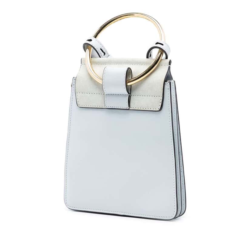 Chloé Mini Calfskin and Suede Faye Bracelet Bag Blue Leather Good condition - Back View