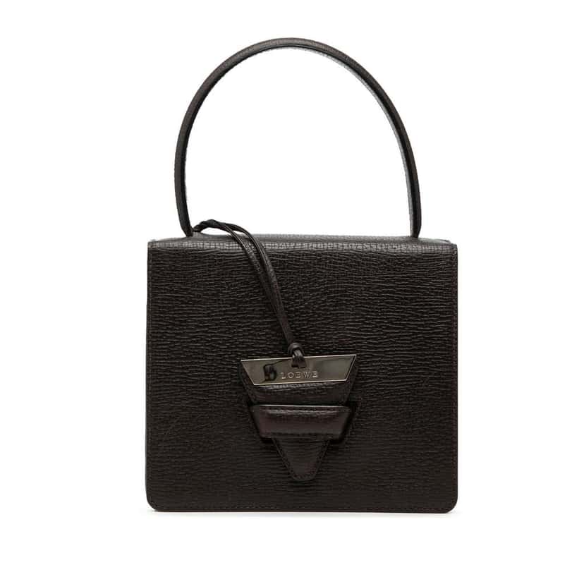 Loewe Textured Leather Barcelona Top Handle Bag Brown Leather Good condition - Front View