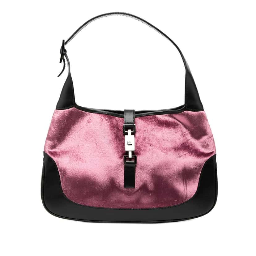 Gucci Velvet Jackie Shoulder Bag Pink Velvet Good condition - Front View