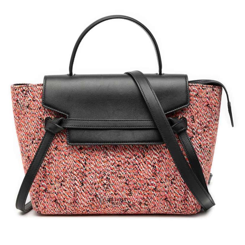 Celine Micro Tweed Belt Satchel Pink Tweed Good condition - Front View