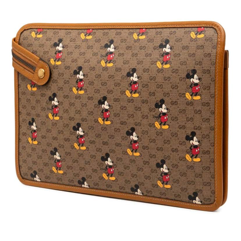 Gucci Disney Micro GG Supreme Mickey Mouse Clutch Brown Canvas Good condition - Back View
