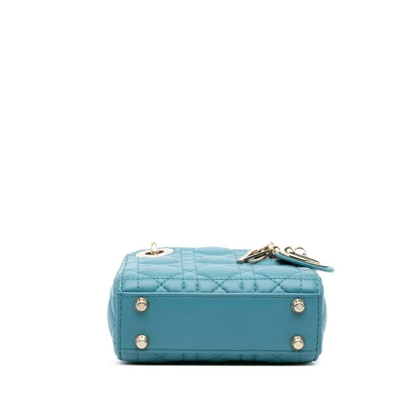 Dior Micro Lambskin Cannage Lady Dior Blue Leather Good condition - Inside View