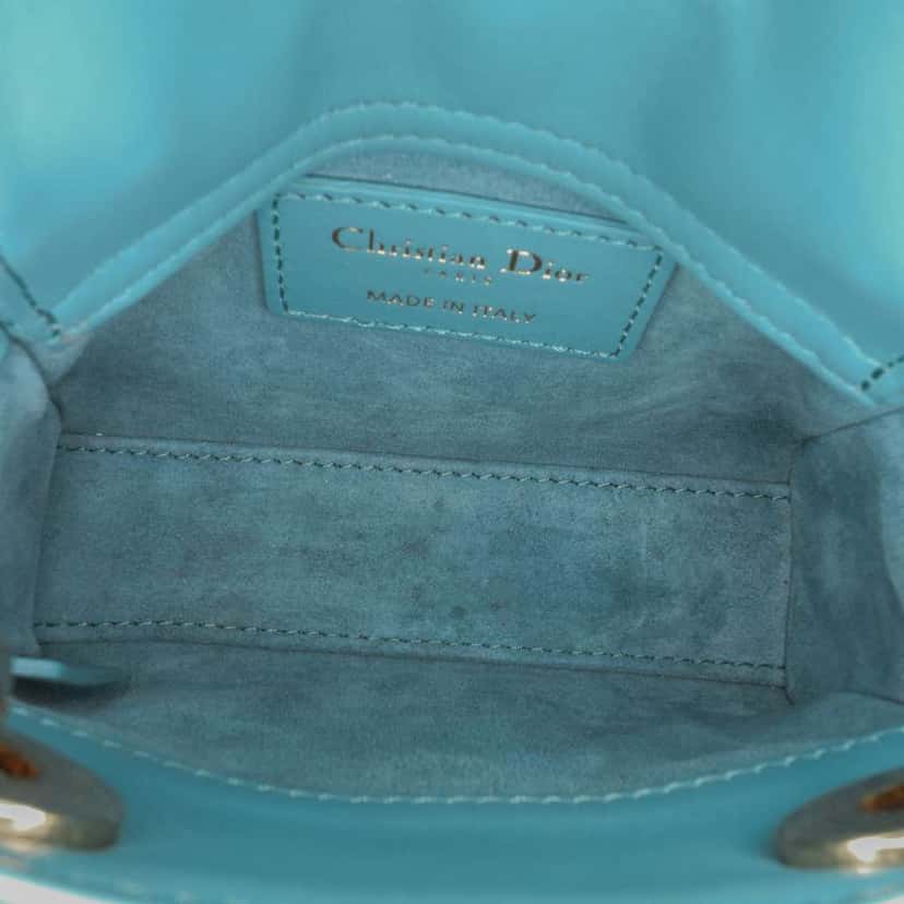 Dior Micro Lambskin Cannage Lady Dior Blue Leather Good condition - Model View