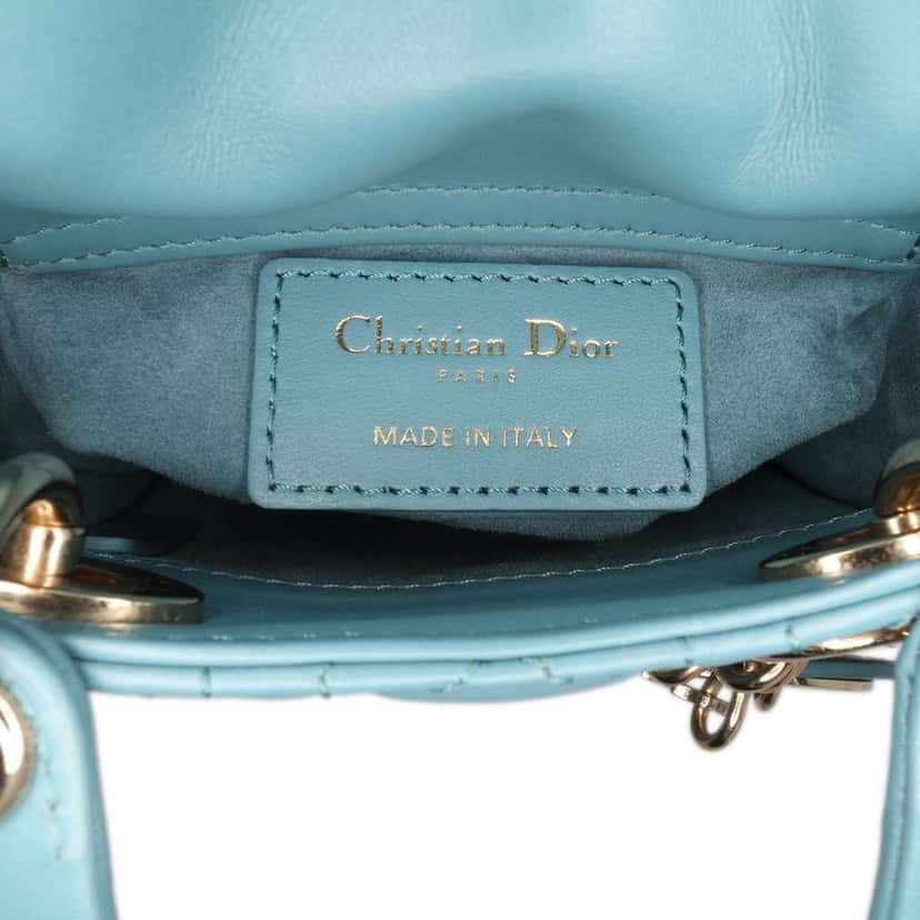 Dior Micro Lambskin Cannage Lady Dior Blue Leather Good condition - Box View