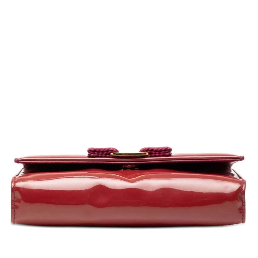 Salvatore Ferragamo Patent Vara Bow Chain Crossbody Red Leather Good condition - Inside View