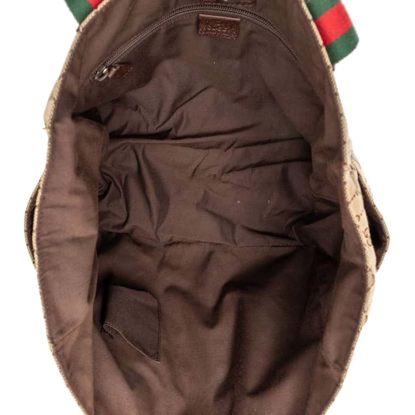 Gucci GG Canvas Web Tote Beige Canvas Good condition - Model View