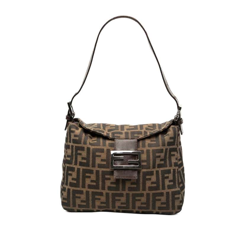 Fendi Zucca Canvas Double Flap Mamma Brown Canvas Good condition - Front View