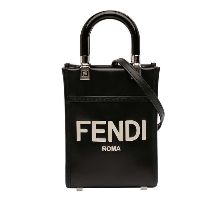 Fendi Mini Leather Sunshine Shopper Tote Black Leather Good condition - Front View