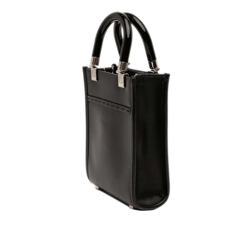 Fendi Mini Leather Sunshine Shopper Tote Black Leather Good condition - Back View