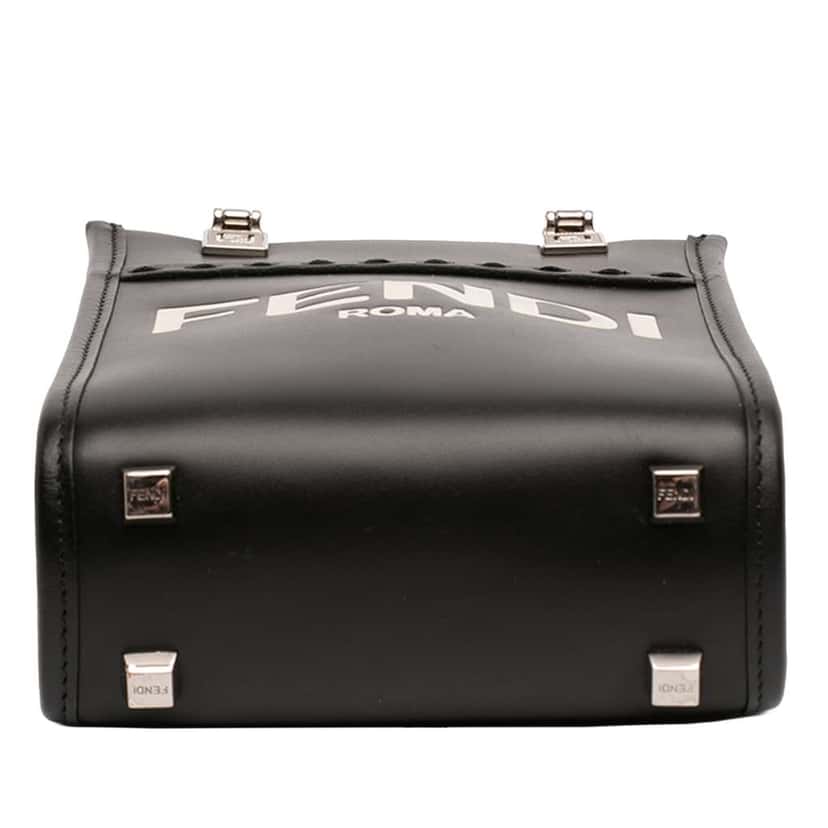 Fendi Mini Leather Sunshine Shopper Tote Black Leather Good condition - Inside View