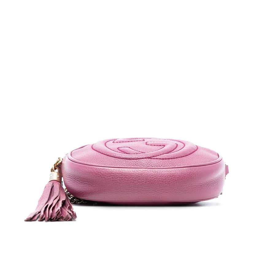 Gucci Mini Pebbled Calfskin Soho Chain Crossbody Pink Leather Good condition - Inside View