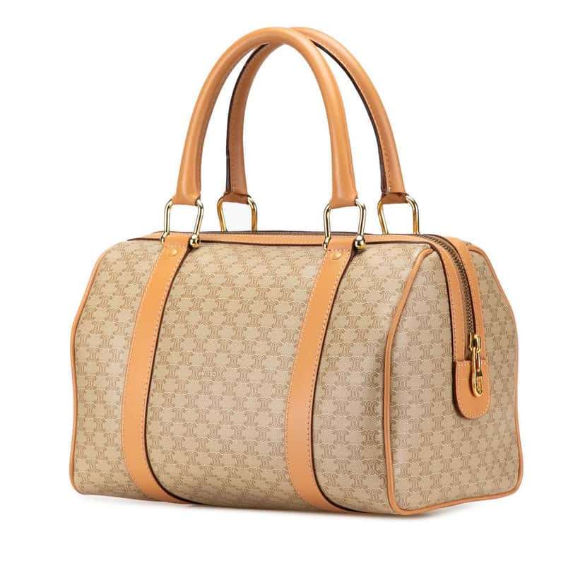 Celine Macadam Coated Canvas Boston Bag Beige Good condition - Back View