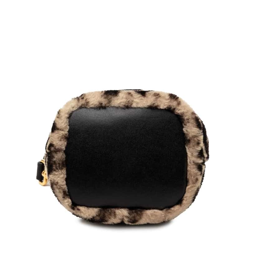 Fendi Mini Zucca Shearling Mon Tresor Bucket Bag Beige Good condition - Inside View