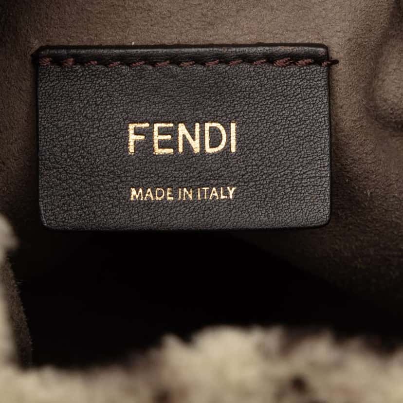 Fendi Mini Zucca Shearling Mon Tresor Bucket Bag Beige Good condition - Box View