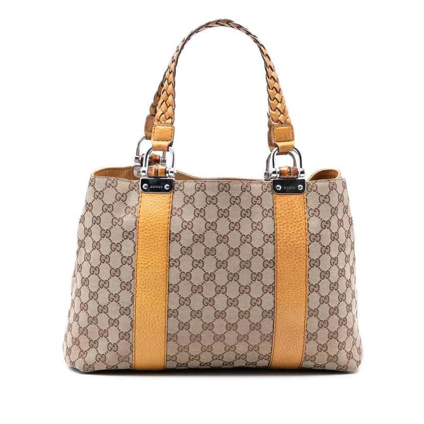 Gucci GG Canvas Bamboo Libeccio Tote Beige Good condition - Front View