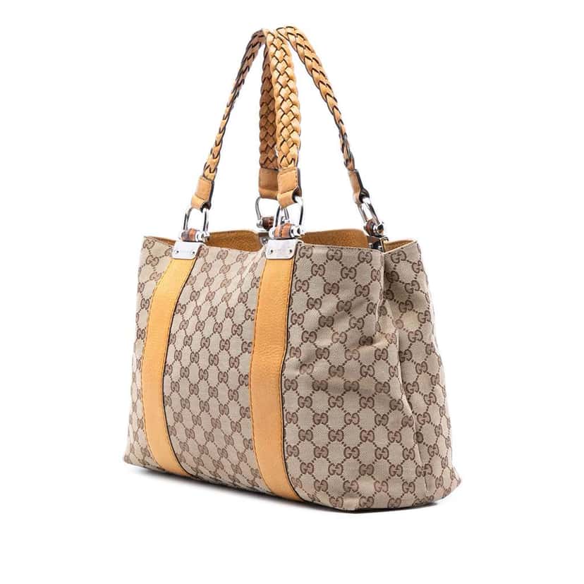 Gucci GG Canvas Bamboo Libeccio Tote Beige Good condition - Back View