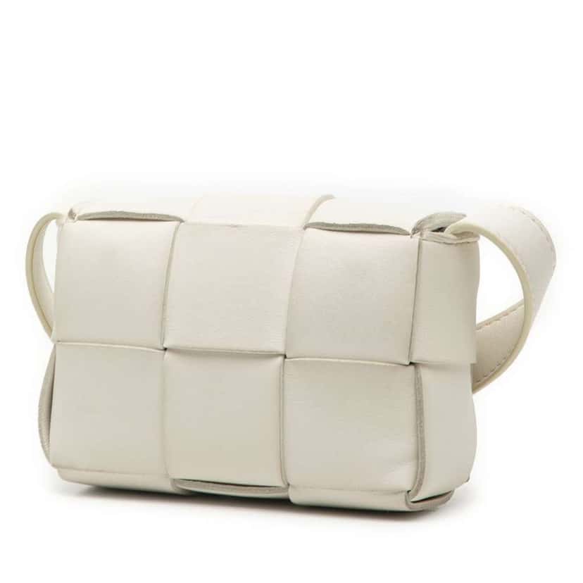 Bottega Veneta Extra Mini Nappa Maxi Intrecciato Cassette Crossbody White Leather Good condition - Back View