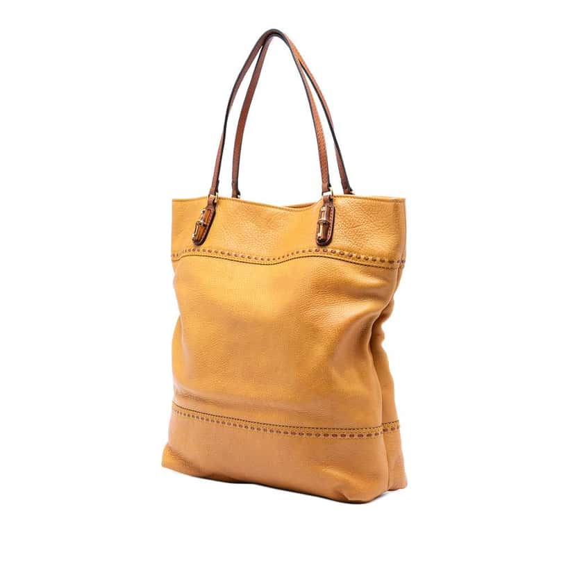 Gucci Large Calfskin Laidback Crafty Tote Brown Leather Good condition - Back View