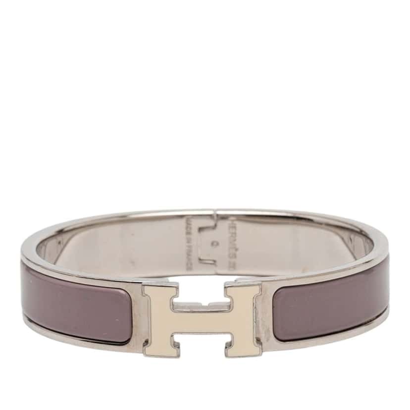 Hermès Narrow Enamel Clic H Bracelet PM Purple Good condition - Front View
