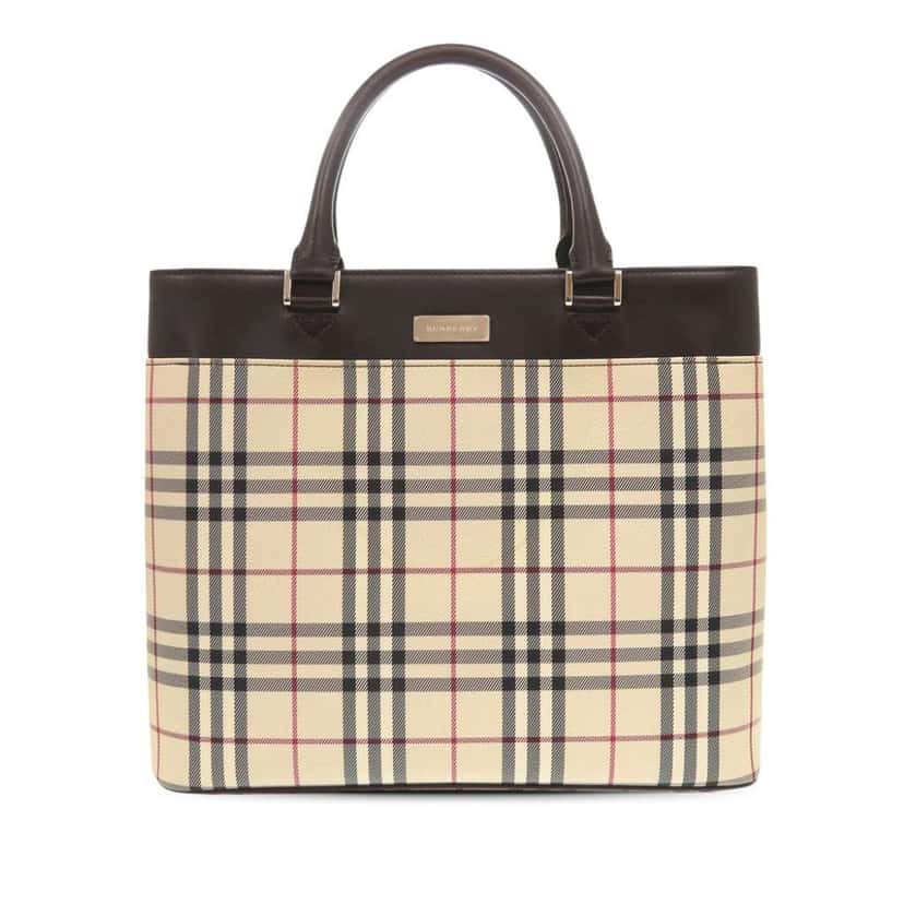 Burberry House Check Canvas Handbag Beige Canvas Good condition - Front View