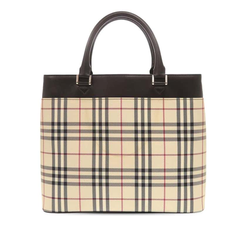 Burberry House Check Canvas Handbag Beige Canvas Good condition - Back View