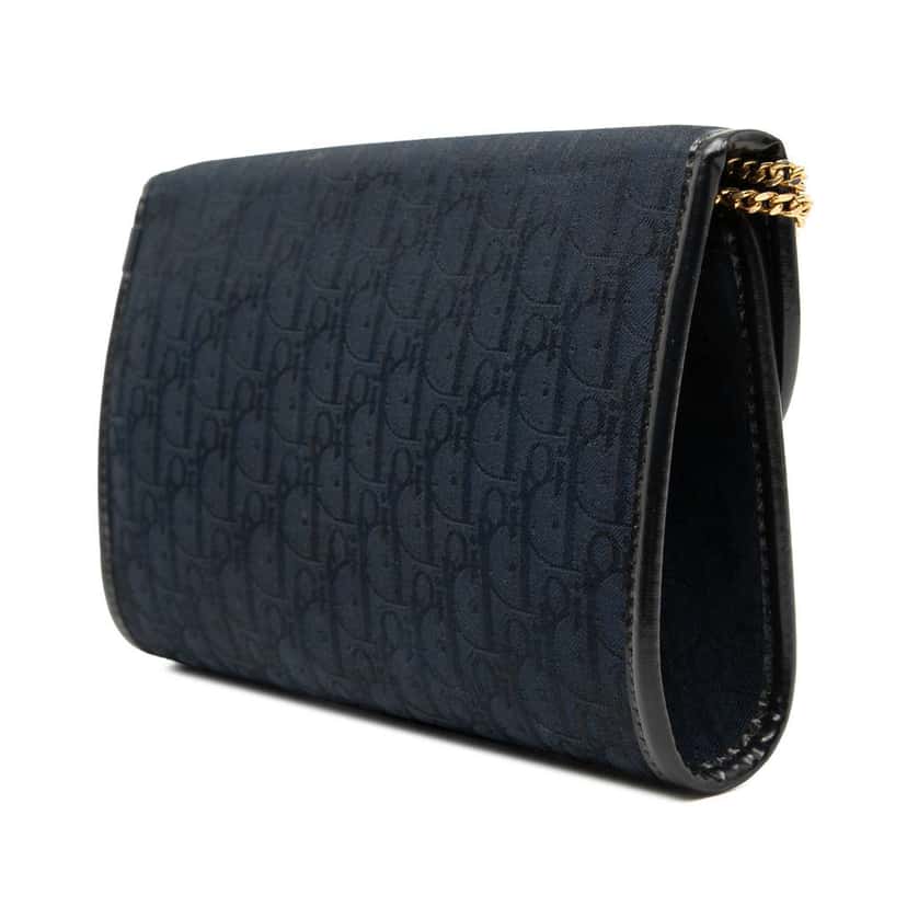 Dior Diorissimo Trotter Canvas Chain Crossbody Blue Canvas Good condition - Back View