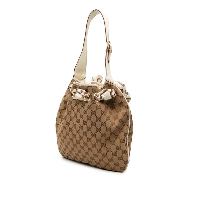 Gucci GG Canvas Positano Hobo Beige Canvas Good condition - Back View
