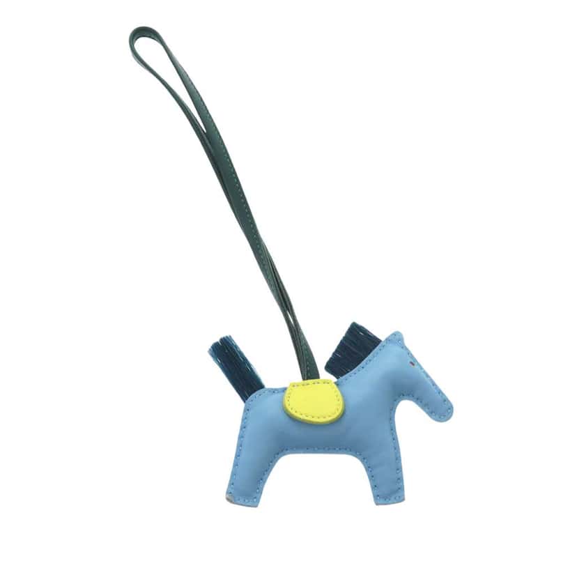 Hermès Milo Lambskin Grigri Rodeo Pegase Bag Charm PM Blue Leather Good condition - Front View