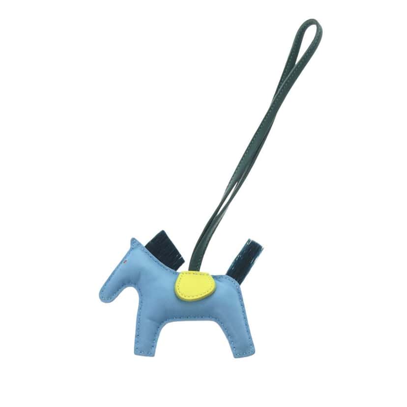 Hermès Milo Lambskin Grigri Rodeo Pegase Bag Charm PM Blue Leather Good condition - Back View