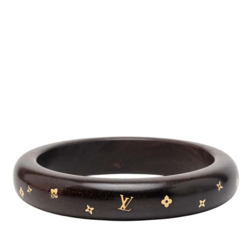 Louis Vuitton Wood Monogram Sylvania Bangle Bracelet Brown Good condition - Front View