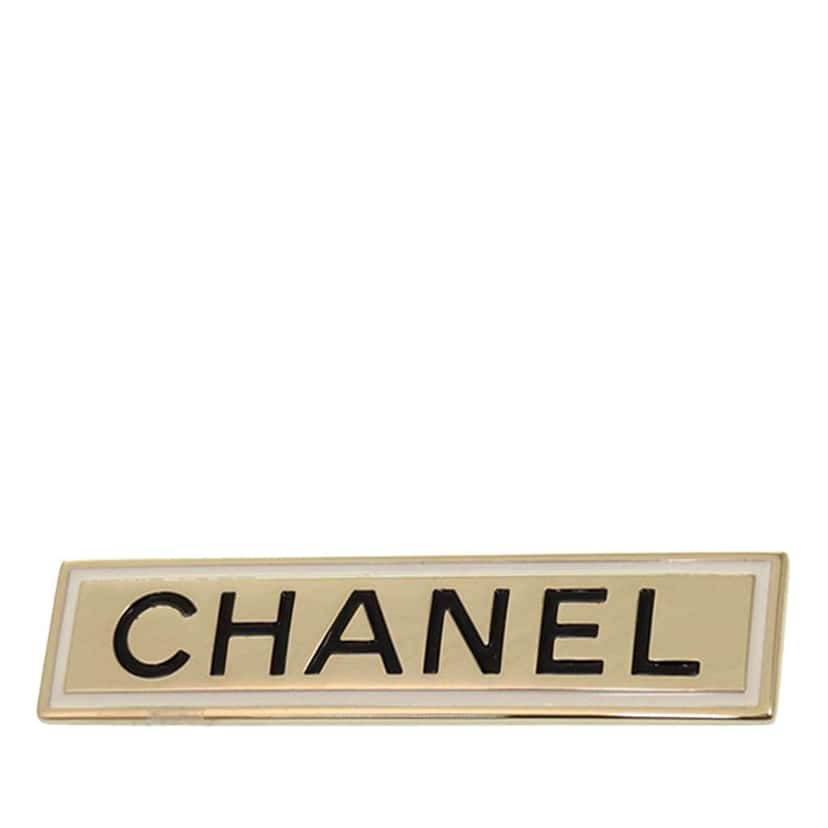Chanel Gold Plated Logo Plate Brooch Gold Metal Good condition - Front View